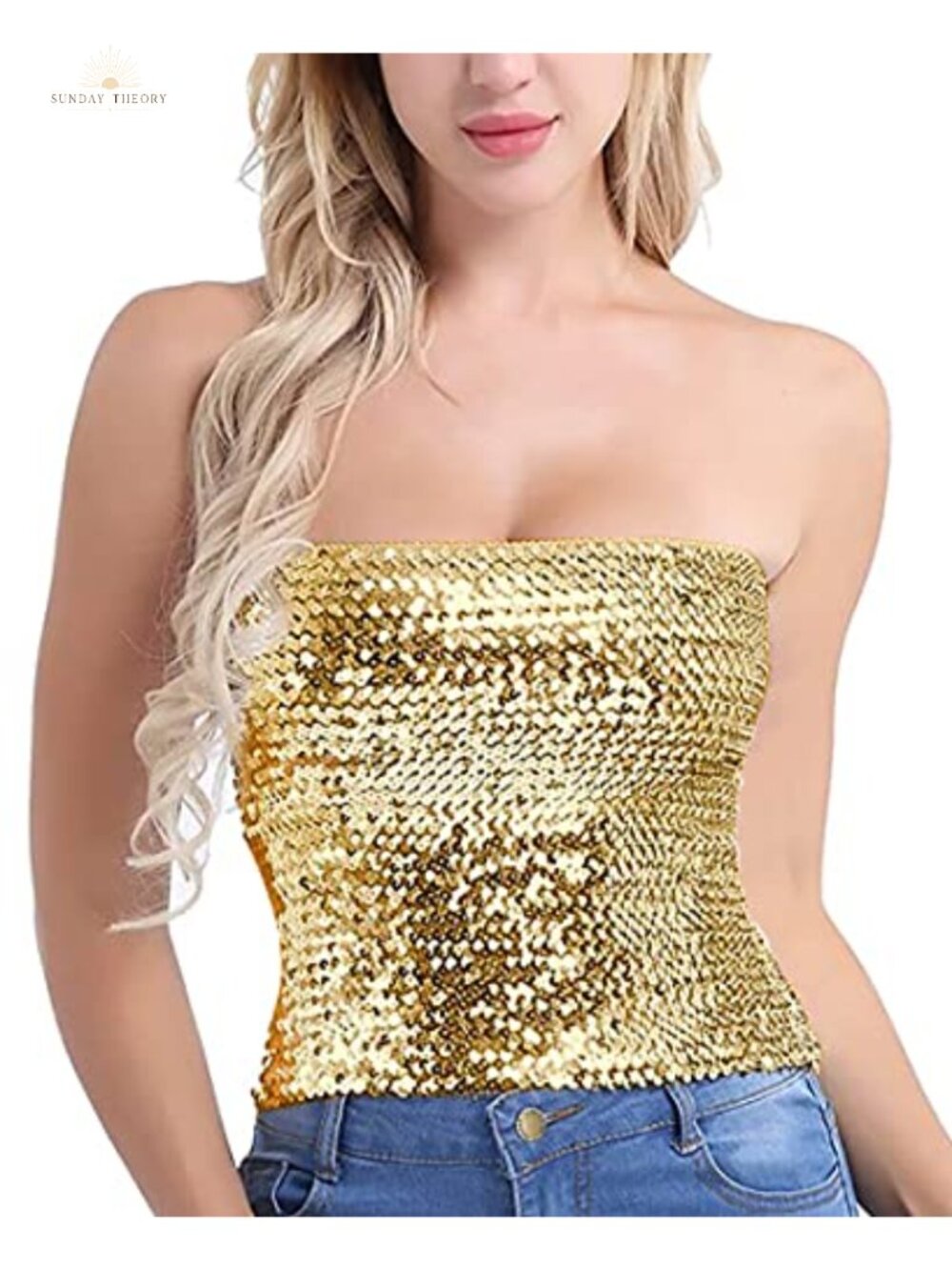 Sequin Stretch Tube Top Sparkling Party Clubwear Crop